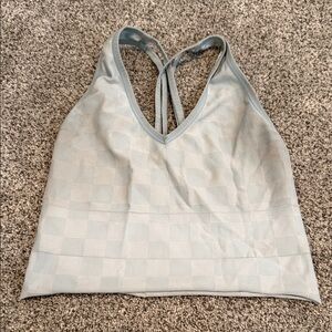 Colsie Sky Blue Checkered Sports Bra